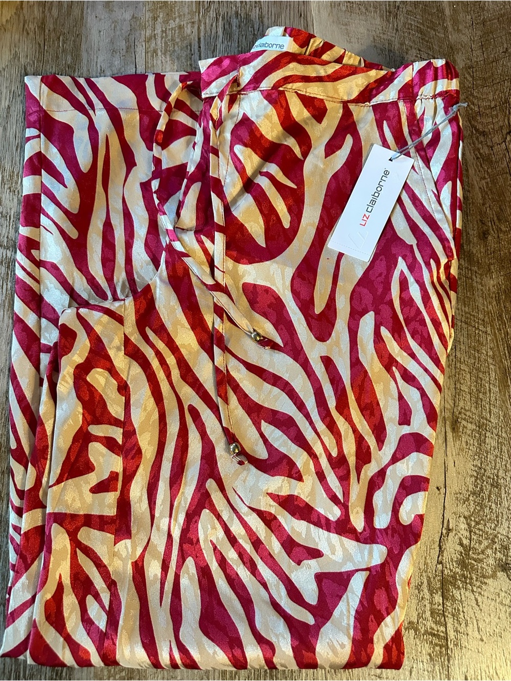 Liz Claiborne Red Zebra-Pattern silly Pants
